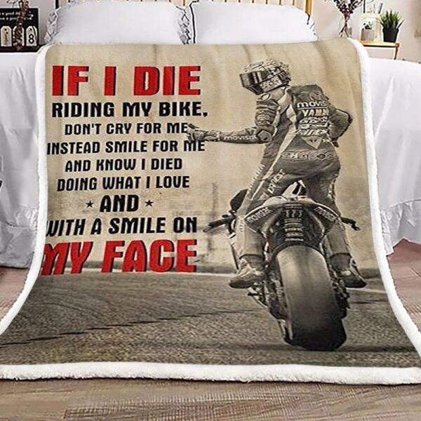 Riding My Bike Motorcycle Fleece Blanket Sherpa Blanket