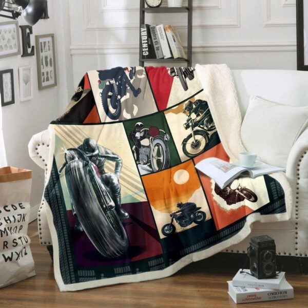 Motorbike Fleece Blanket Sherpa Blanket