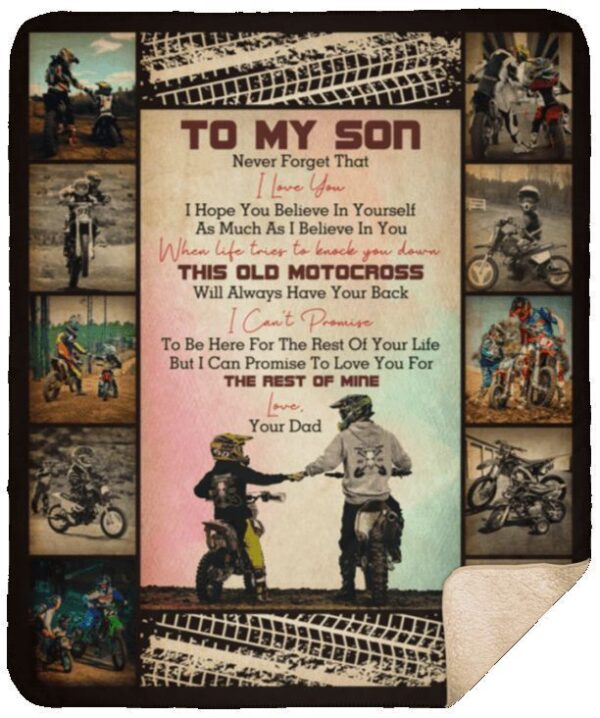 To My Son Motorcross Fleece Blanket Sherpa Blanket