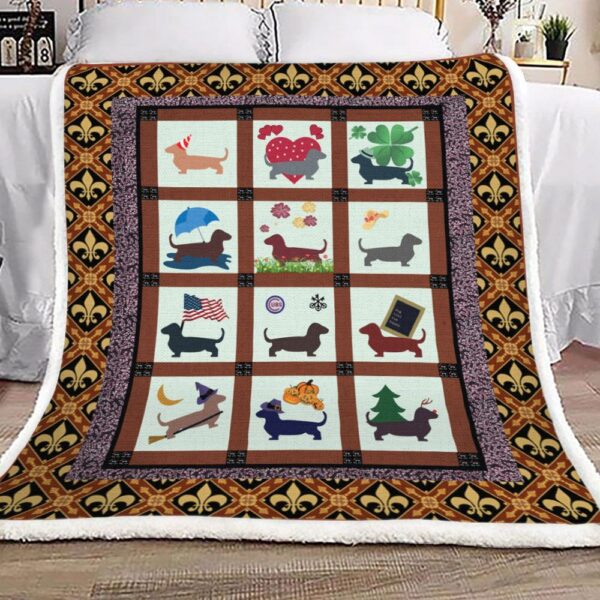 Dachshund Fleece Blanket Sherpa Blanket