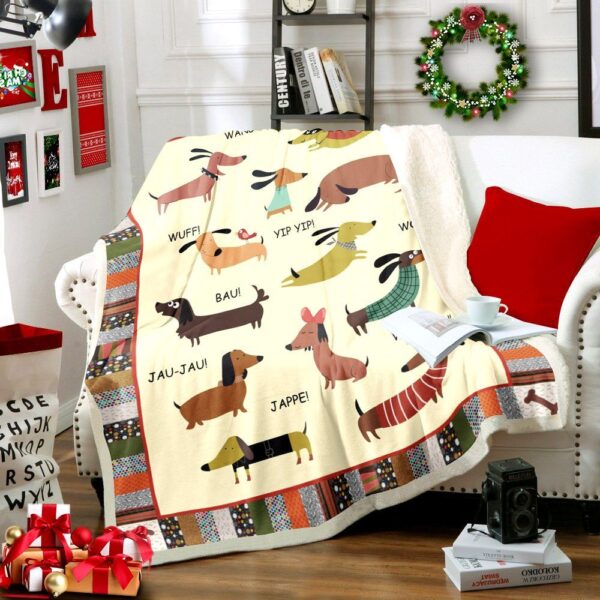 Dachshund Fleece Blanket Sherpa Blanket