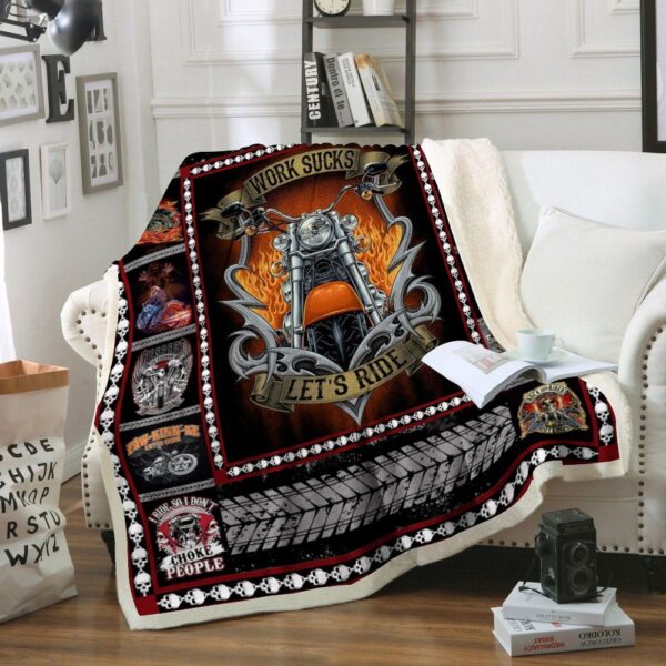 Motorcycle Fleece Blanket Sherpa Blanket