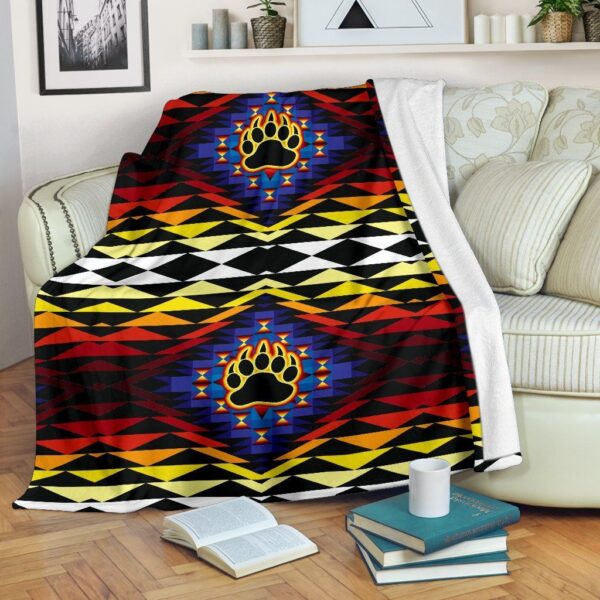 Native American Bearpaw Fleece Blanket Sherpa Blanket