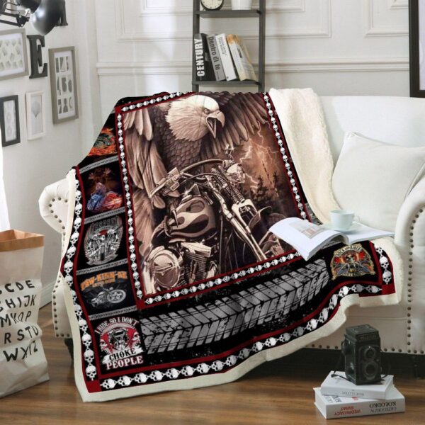 Motorcycle Fleece Blanket Sherpa Blanket