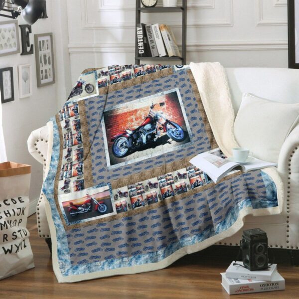 Motorcycle Fleece Blanket Sherpa Blanket