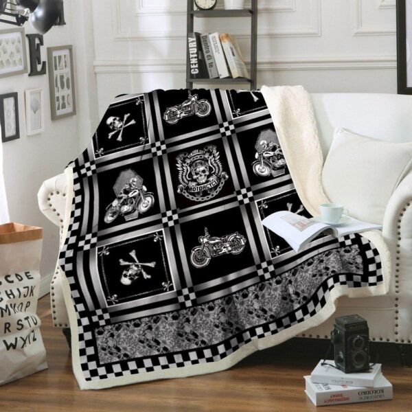 Motorcycle Fleece Blanket Sherpa Blanket