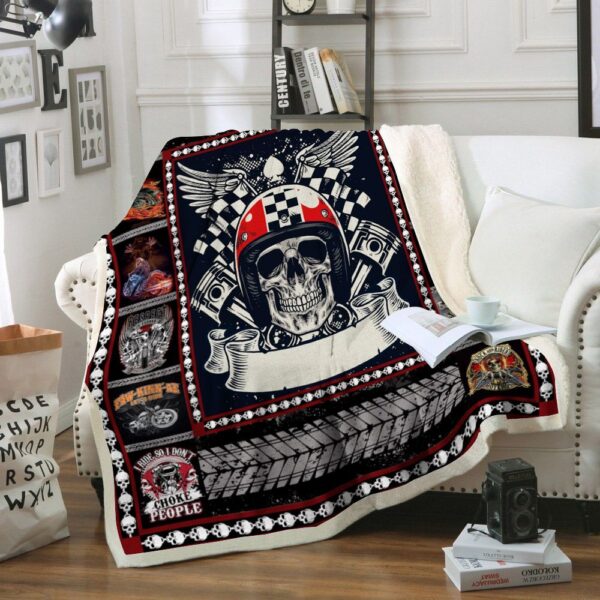 Motorcycle Fleece Blanket Sherpa Blanket