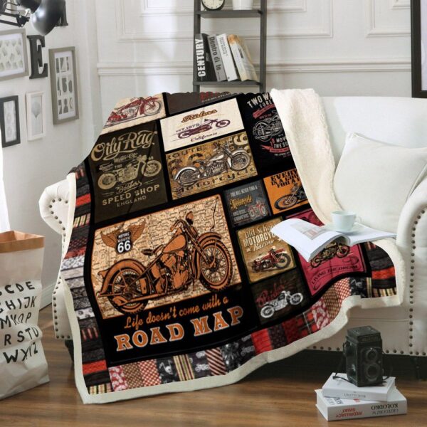 Motorcycle Fleece Blanket Sherpa Blanket