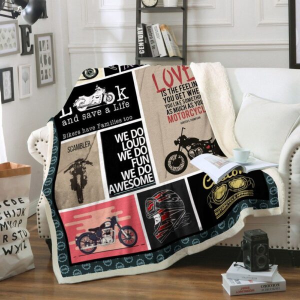 Motorcycle Fleece Blanket Sherpa Blanket
