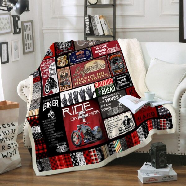 Motorcycle Fleece Blanket Sherpa Blanket