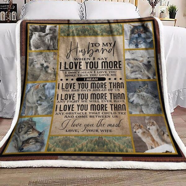 To My Husband Wolf Fleece Blanket Sherpa Blanket