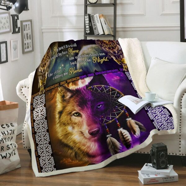 My Heart Is A Wolf Fleece Blanket Sherpa Blanket