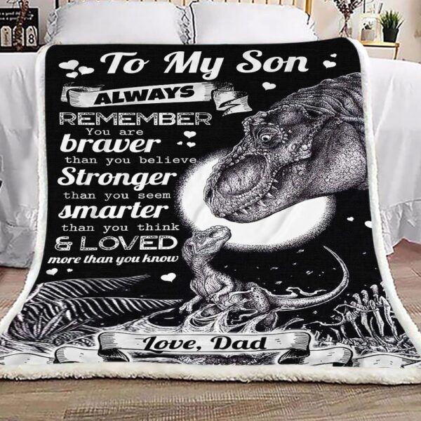 To My Son Dad Fleece Blanket Sherpa Blanket