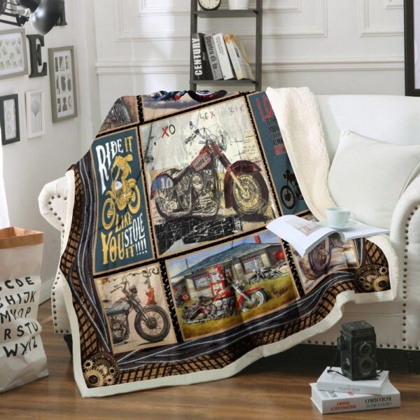 Motorcycle Fleece Blanket Sherpa Blanket