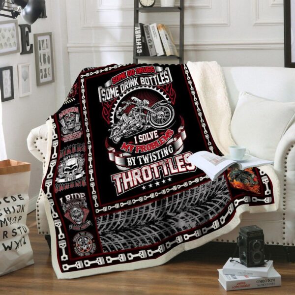 Motorcycle Fleece Blanket Sherpa Blanket