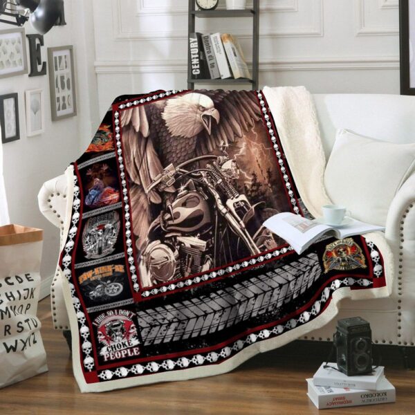 Motorcycle Fleece Blanket Sherpa Blanket