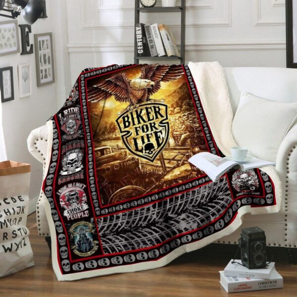 Motorcycle Fleece Blanket Sherpa Blanket
