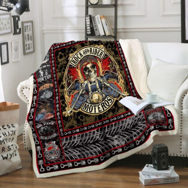 Motorcycle Fleece Blanket Sherpa Blanket