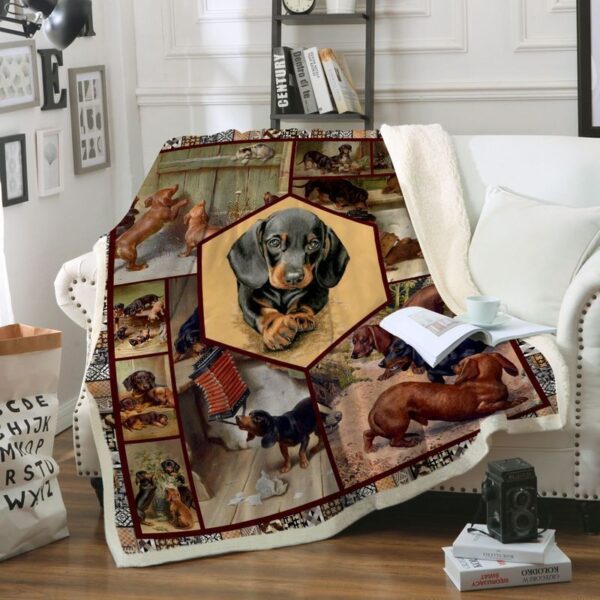 Funny Dachshund Christmas Fleece Blanket Sherpa Blanket
