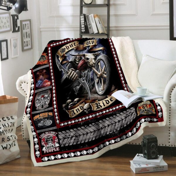 Motorcycle Fleece Blanket Sherpa Blanket