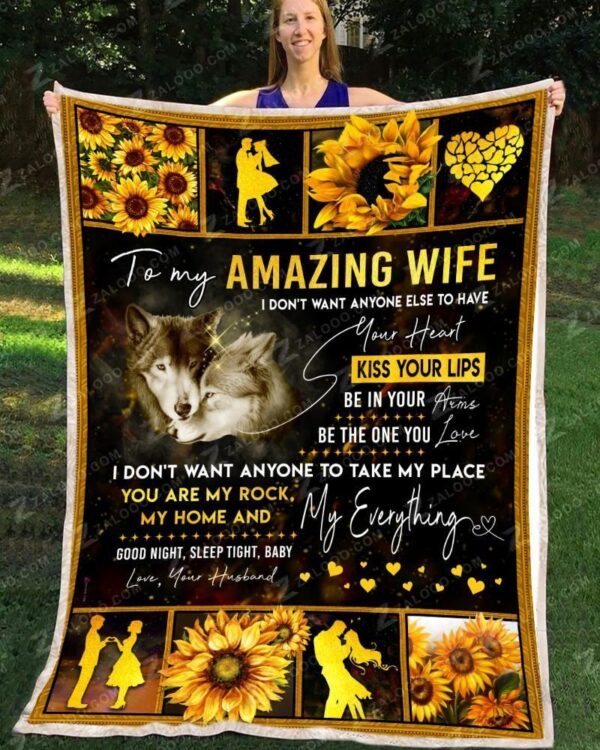Sunflower Wolf To My Wife I Don T Want Fleece Blanket Sherpa Blanket