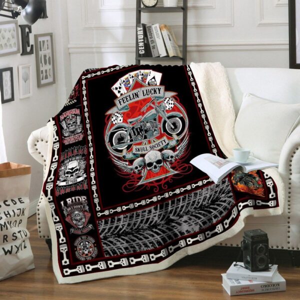 Motorcycle Fleece Blanket Sherpa Blanket
