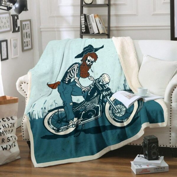 Cool Motorbike Fleece Blanket Sherpa Blanket