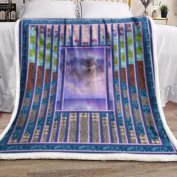 Purple Wolf Fleece Blanket Sherpa Blanket