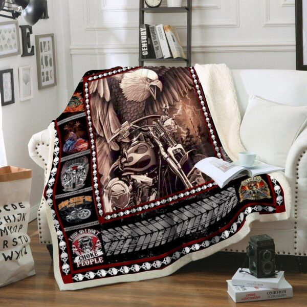 Motorcycle Fleece Blanket Sherpa Blanket