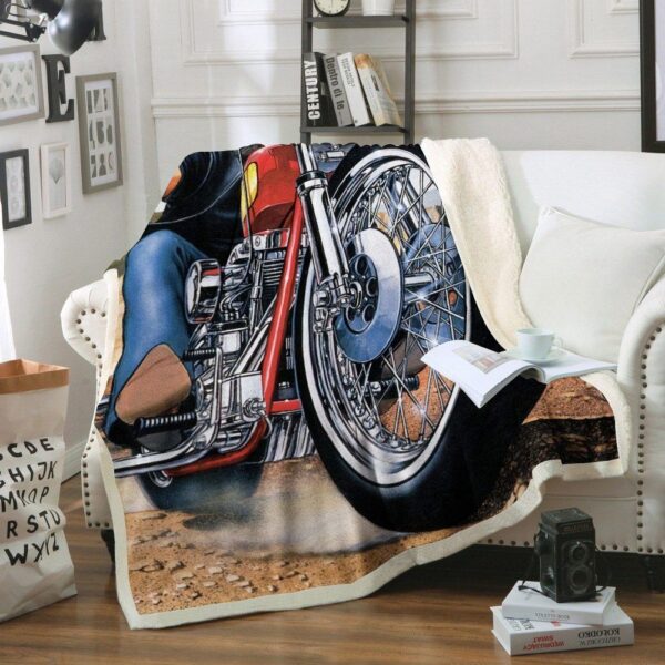 Motorbike Fleece Blanket Sherpa Blanket