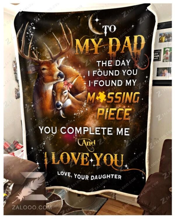 Deer To My Dad Missing Piece Fleece Blanket Sherpa Blanket
