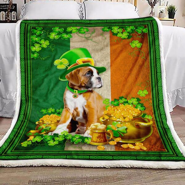 Saint Patricks Day Boxer Irish Fleece Blanket Sherpa Blanket