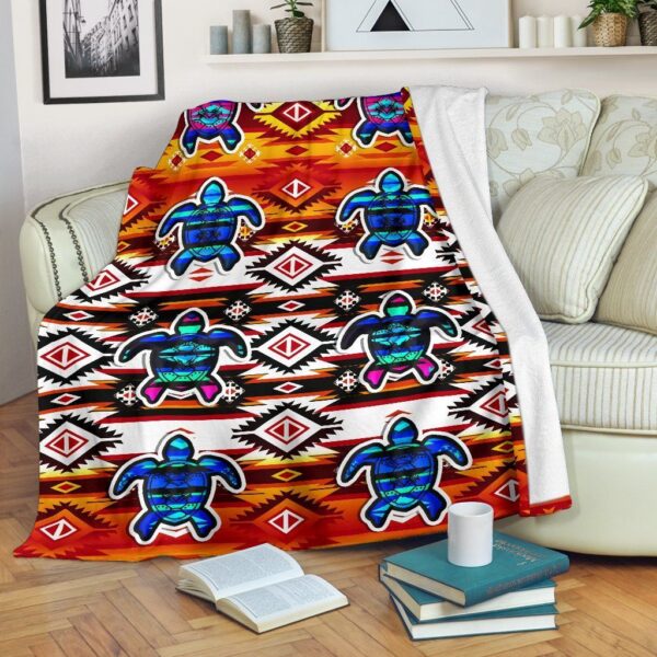 Native American Turtle Fleece Blanket Sherpa Blanket