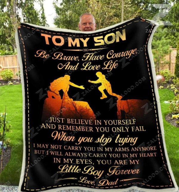 To My Son My Little Boy Forever Love Dad Fleece Blanket Sherpa Blanket
