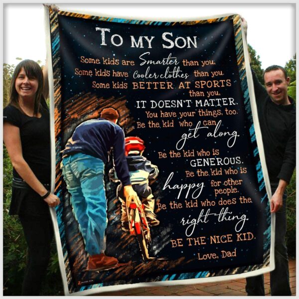 To My Son Dad I Will Always Carry You In My Heart Fleece Blanket Sherpa Blanket