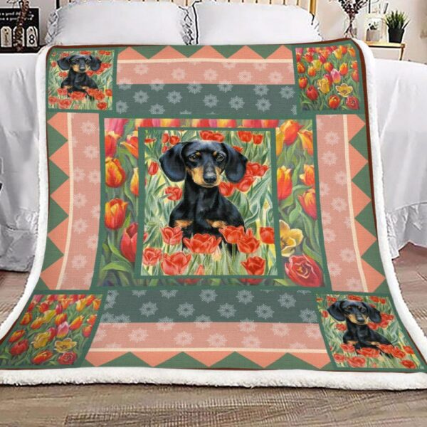 Dachshund Fleece Blanket Sherpa Blanket