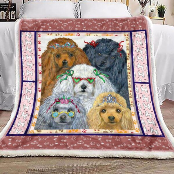 Cute Poodles Fleece Blanket Sherpa Blanket