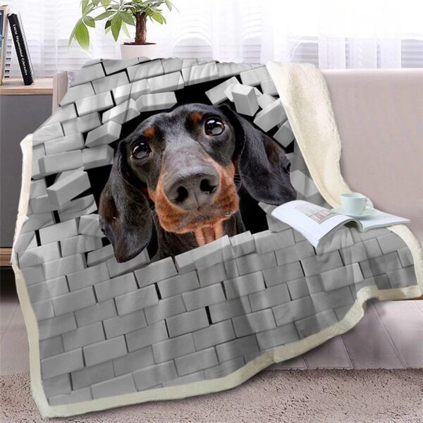Cracked Bricks Dachshund Fleece Blanket Sherpa Blanket