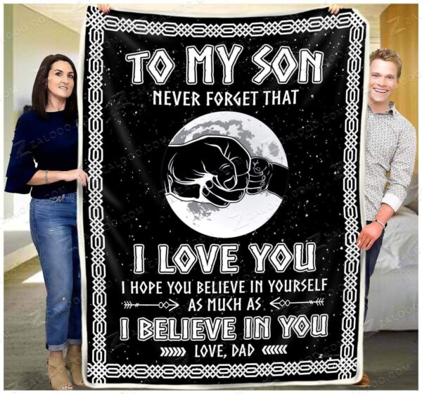 Viking To My Son I Believe In You Love Dad Fleece Blanket Sherpa Blanket