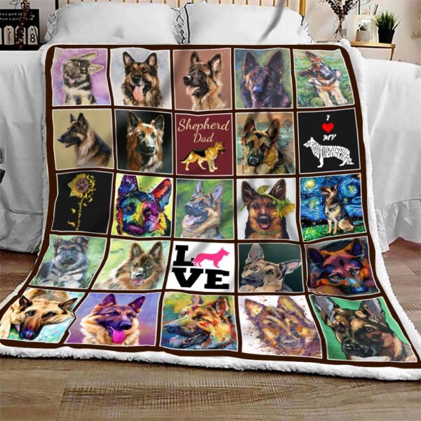 German Shepherd Dad Fleece Blanket Sherpa Blanket