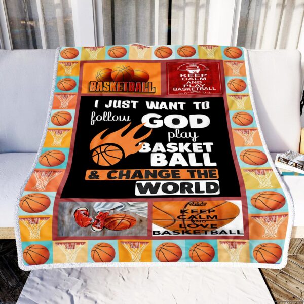 Keep Calm And Play Basketball Fleece Blanket Sherpa Blanket