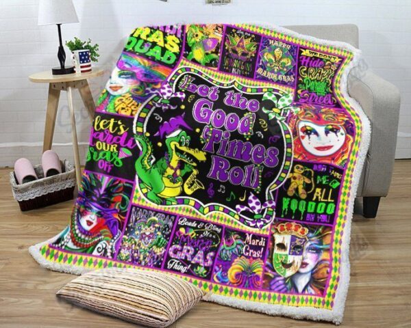 Mardi Gras Let The Good Times Roll Fleece Blanket Sherpa Blanket