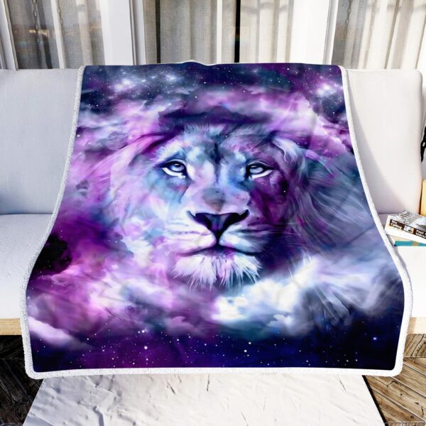 Lion Purple Galaxy Fleece Blanket Sherpa Blanket