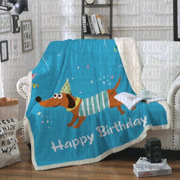 Party Dachshund Fleece Blanket Sherpa Blanket