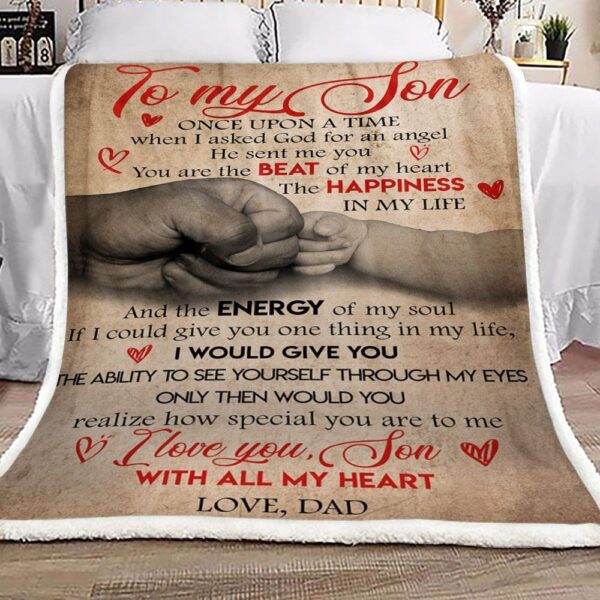 Family Dad To My Son Fleece Blanket Sherpa Blanket
