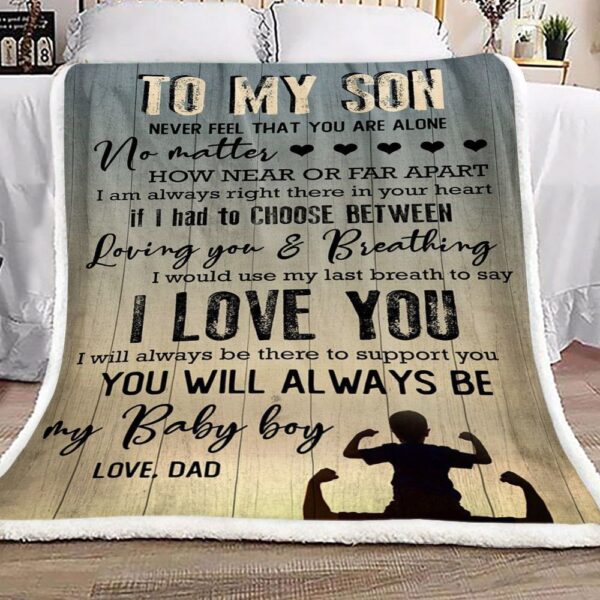 Family To My Son Love Dad Fleece Blanket Sherpa Blanket
