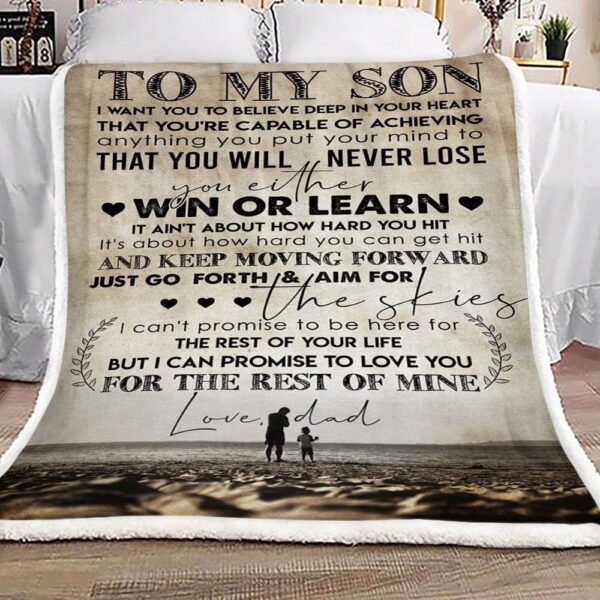 Family To My Son Love Dad Fleece Blanket Sherpa Blanket