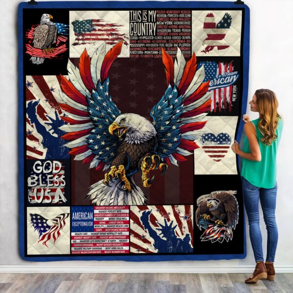 Eagle American Flag Fleece Blanket Sherpa Blanket