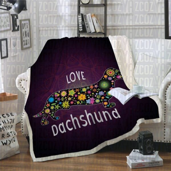 Love Dachshund Fleece Blanket Sherpa Blanket