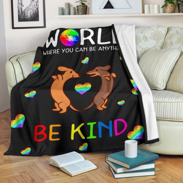 Dachshund Be Kind Fleece Blanket Sherpa Blanket